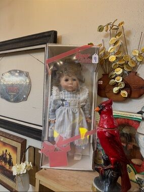 Vintage Zapf creations Girl Doll in Blue Dress